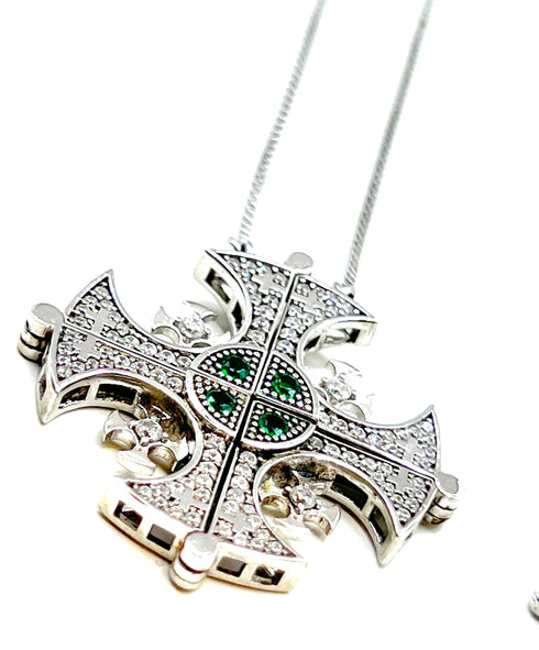 Sterling Classic Jerusalem Cross Opening Magnetic Necklace